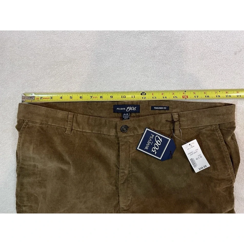 Jos A Bank 1905 Mens Tailored Fit Camel Corduroy Pants 40x30‎ Flat Front NWT